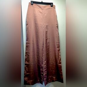 Elegant Satin Baggy Pants in Mauve